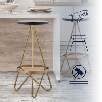 Spiroa 30" Modern Industrial Metal Backless Circular Bar Stool